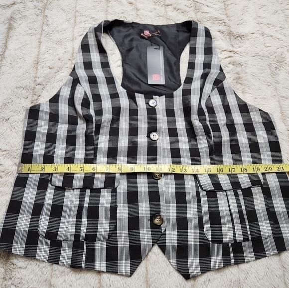 Vest plaid tailored fit black and white KANCY KOLE NWT - Picture 12 of 13